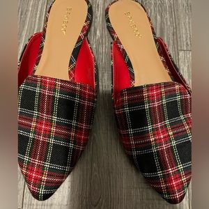 Tartan plaid mules